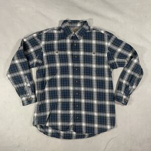 Duluth Trading Shirt Mens XL Tall Blue Plaid Long Sleeve Button Down Flannel